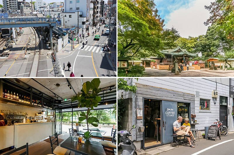 <b><b>左上・</b></b>最寄りは小田急線「代々木八幡」駅(徒歩6分)。感度の高さとローカル感の二面性が住む人を惹きつける魅惑の街です。/<b><b>右上・</b></b>マンションのすぐ近くには、緑の中に佇む「代々木八幡宮」があります。エリア全体に流れる “いい気” の正体はこれかも?(徒歩2分)/<b><b>左下・</b></b>代々木公園方面に歩くと、スパイスカレーとビリヤニの店「Vaji spice(ヴァジ スパイス)」が。晴れた日はぜひオープンテラスの利用を。(徒歩5分)/<b><b>右下・</b></b>そばには「Little Nap COFFEE STAND(リトルナップコーヒースタンド)」も。公園散策のおとものコーヒーをゲットするだけでなく、店内でホットドッグやデザートをいただくのもおすすめ。(徒歩5分)