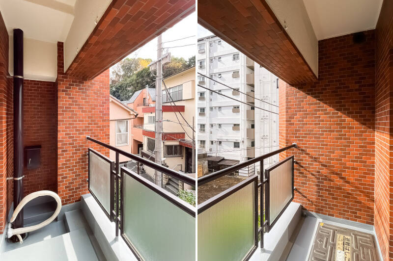 左手にはすぐ近くにある「代々木八幡宮」の緑が見えますよ。