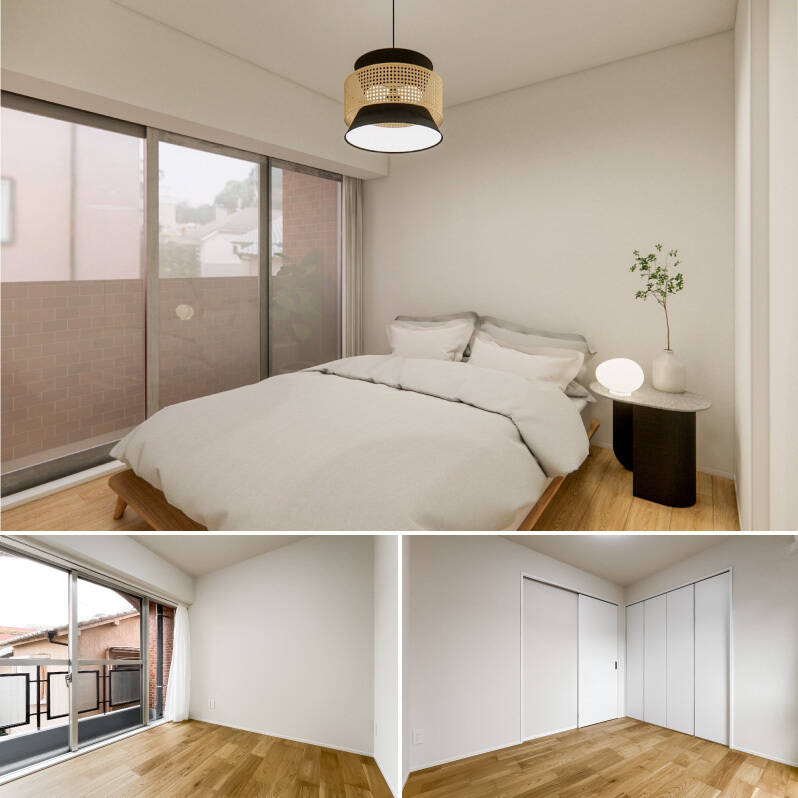 洋室Bは南東向きのバルコニーに面しています。折れ戸2枚分のクローゼット付き。(<b>上・</b>CGイメージ)