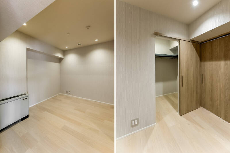 窓のない居室ですが、LDへとつながる2枚の引き戸を取り払えば一体感が感じられそう。