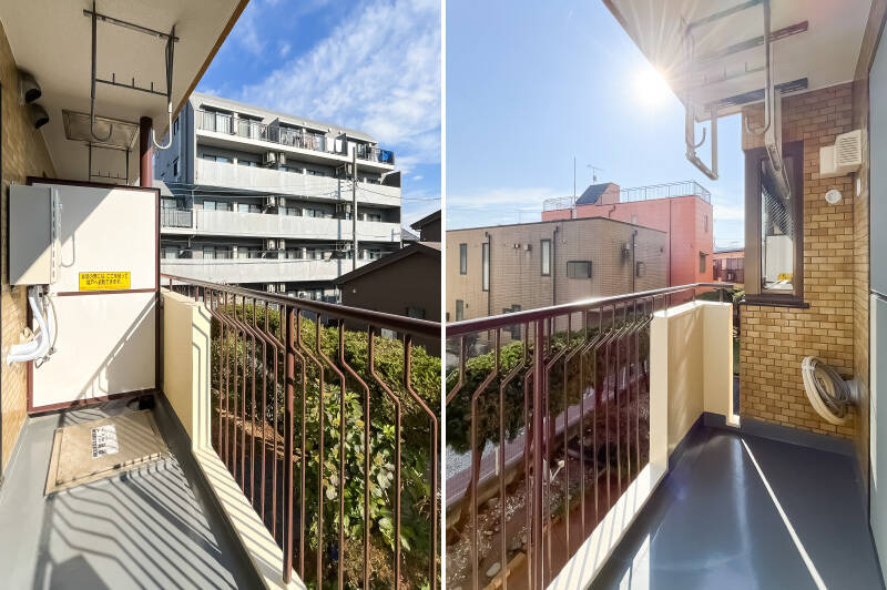 バルコニーは物干し金具付き。コンパクトなサイズ感です。