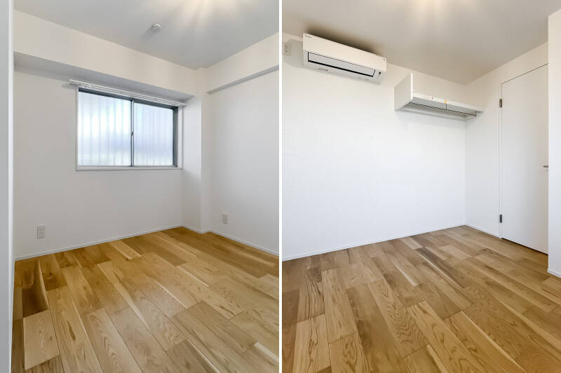 共用廊下に面した洋室で、オープンタイプのクローゼットがありますよ。