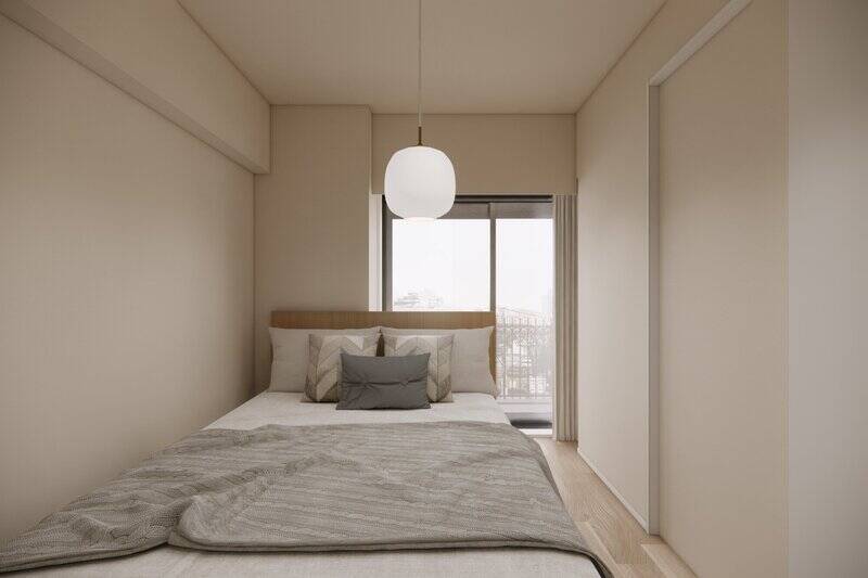 洋室は、LDKと同じく南西向き。CGイメージでは、ダブルベッドを配置しています。