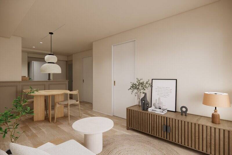 窓を背にしてもう一枚。LDKにはサービスルームと洋室が隣接しています。