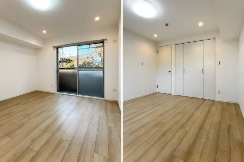 7.4帖と最も広いサイズの洋室A。窓からは敷地内の植栽が見えます。