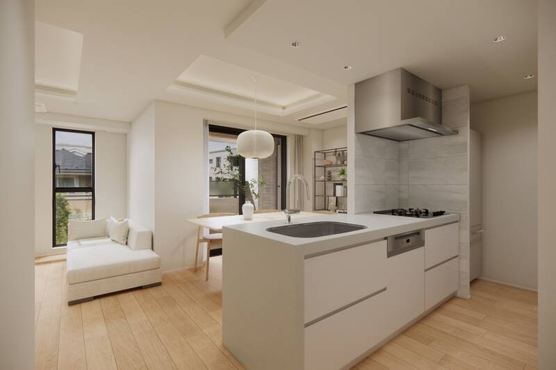 本体には、3口ガスコンロ・食洗機・ディスポーザーを完備。