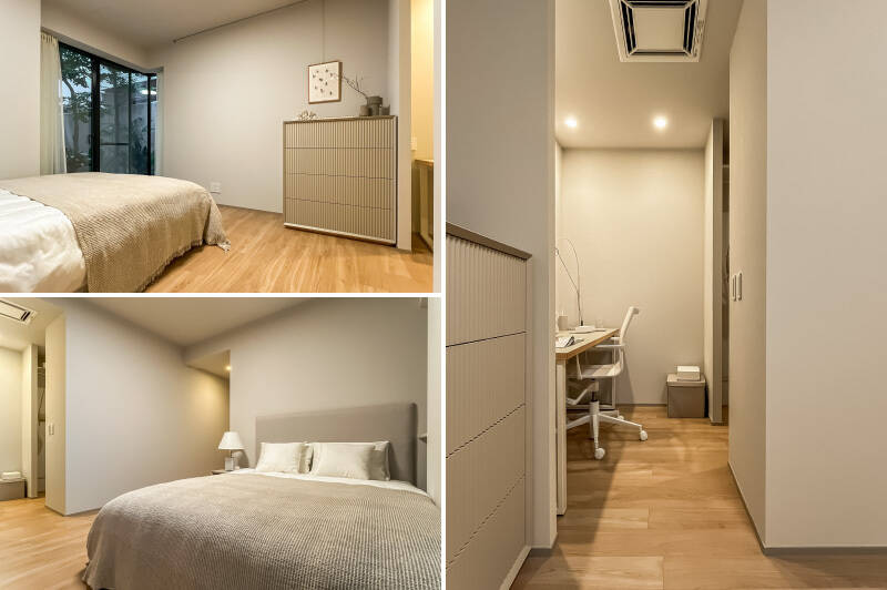 <b><b>左・</b></b>洋室Aは南西向き。ダブルベッドが置ける広さです。／<b><b>右・</b></b>さらに、奥の空間にはフリースペースとウォークインクローゼット（WIC）があります。