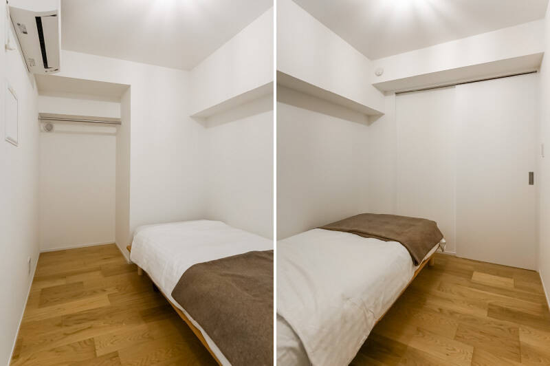 玄関横に約4.2帖のサービスルームがあります。窪んだスペースの上部にはポールがあるので洋服などをかけることができますね。