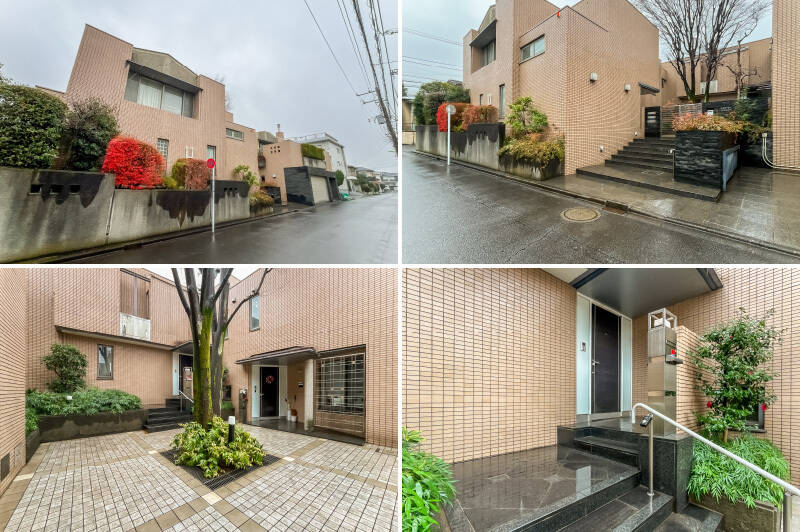 エントランスゲートを抜けた先のパティオにはシンボルツリーが植えられ、住まう人を穏やかに出迎えます。階段をいくつか上がり、玄関へ。