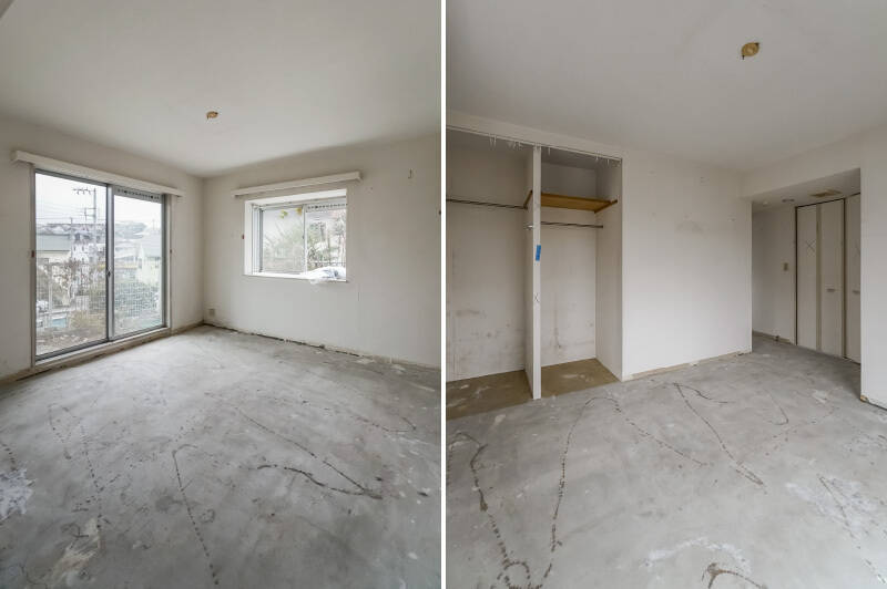 思わず『広いっ』と声が出てしまう、約9.1帖の洋室B。専用庭に面した掃き出し窓のほかに南西向きの出窓もあり、明るく開放感たっぷりの空間です。