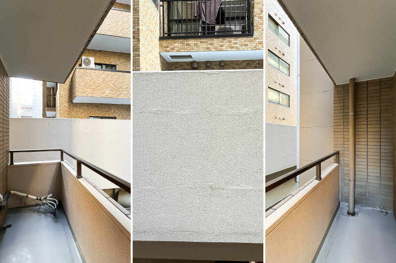 洋室Ａのバルコニーは、マンションの共用部分に面しています。