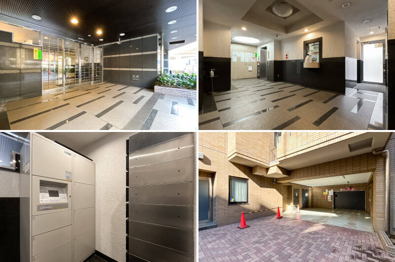 <p>エントランスは、オートロック・宅配ボックス付き。2025年11月現在、エレベーター式駐車場には1台分の空きがあり、月額20,000円で利用可能です。（サイズ制限：全長5,300mm、全幅2,050mm、全高1,550mm、重量2,300kgまで）</p>