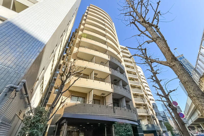 1997年に竣工した、総戸数40戸のマンション。1階部分から、エレベーター式の駐車場に入庫する構造になっており、2階住戸の下は車路になっています。