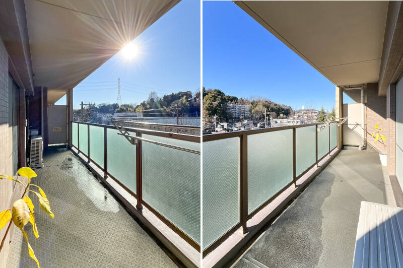 室内と同じくワイドスパン。ご家族分のお洗濯物やお布団がたっぷり干せそうです。