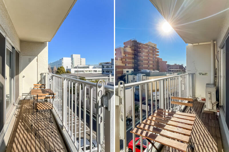 『テーブルと椅子、出したくなりますよね〜』と共感せざるを得ない日当たりのよさ。南東向きなのでお洗濯物もカラッと乾きそう。