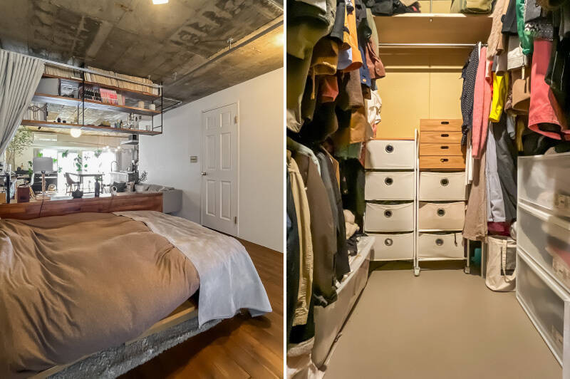 白いドアを開けるとBIGなウォークインクローゼット（WIC）。お洋服はまとめてここにしまえばOK！