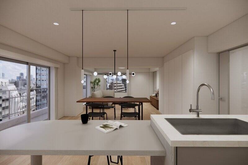 カウンターはキッチンの延長スペースとして使うことで、お料理がさらに楽しくなりそう。調理以外にもリモートワークやお子さまの学習、ゲストが集まる場所など、さまざまな用途を想像しやすいスペースです。