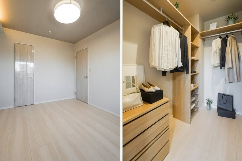 こちらの物件、収納も充実しています。ふたつの洋室にはそれぞれマルチウォークインクローゼット（WIC）が備わっており、美しく効率的に衣類を収納することができそうです！