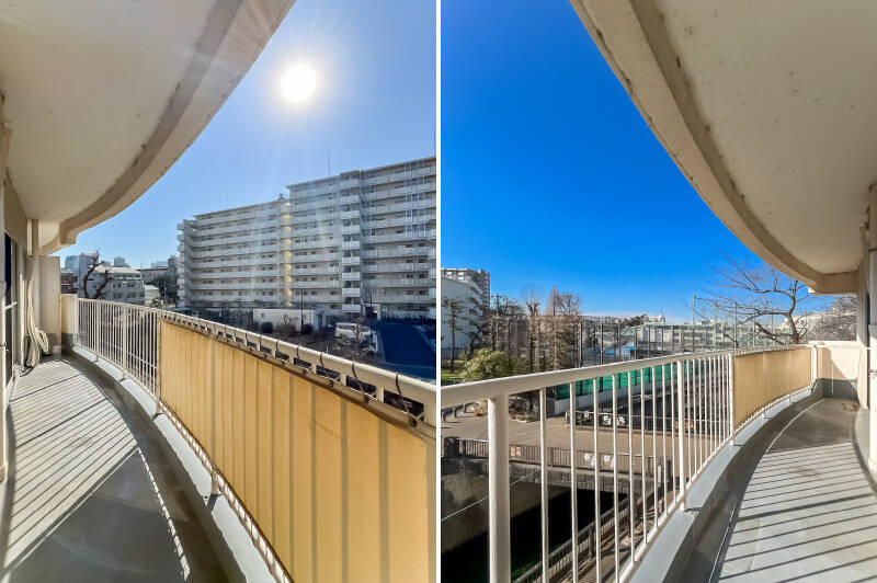 バルコニーももちろん扇状。ワイドスパンなのでお洗濯物がたっぷり干せそうですね。