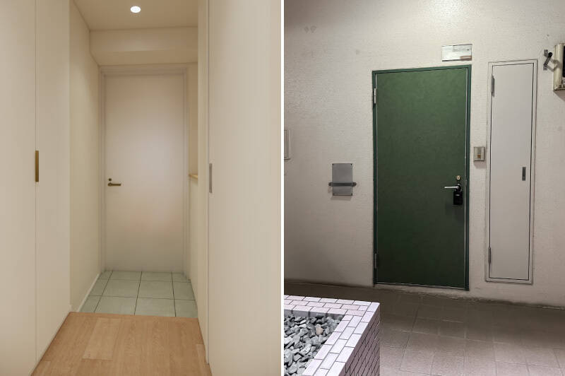 玄関にはカウンターを用意。お出かけに必要な小物類をまとめて置いておくと、スッと外出できそうです。