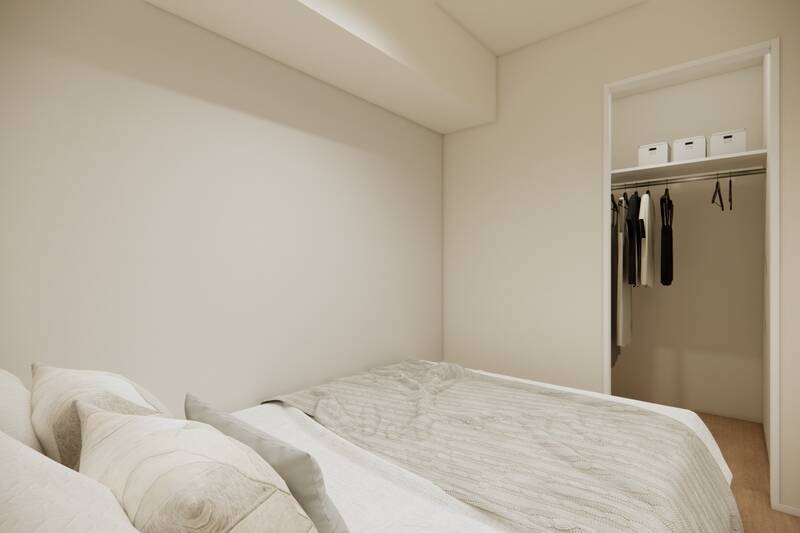 引き戸で開閉可能なウォークインクローゼット（WIC）が備わっています。