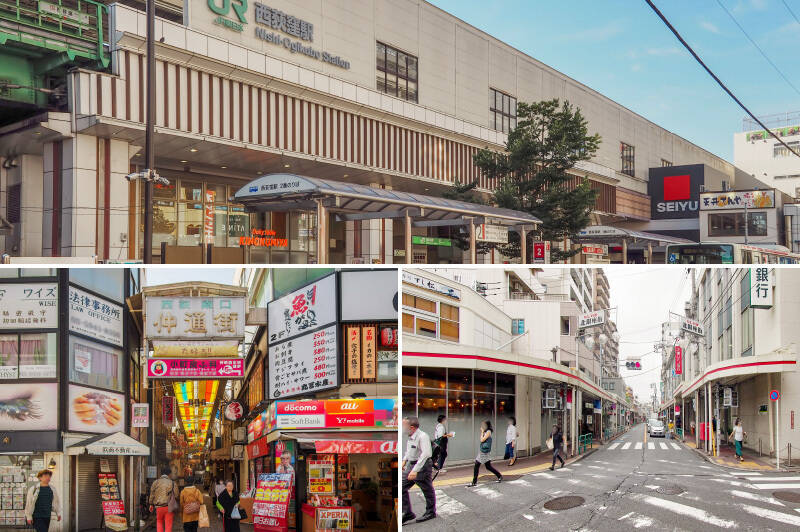 <b>上・</b>今回ご紹介する物件の最寄り駅は、JR中央線・総武線と東京メトロ東西線が利用可能な「西荻窪」。（徒歩7分）お隣は人気タウン「吉祥寺」です♡／<b>左下・</b>レトロな商店街が残るエリア。駅南口側の「西荻南口仲通街」は、細い路地にお店がひしめいています。（徒歩9分）／<b>右下・</b>マンションまでの通り道にも使える「北銀座通り（西荻北銀座商友会）」。肉屋や八百屋、パン屋さんなどで賑わっていますよ。（徒歩2分）