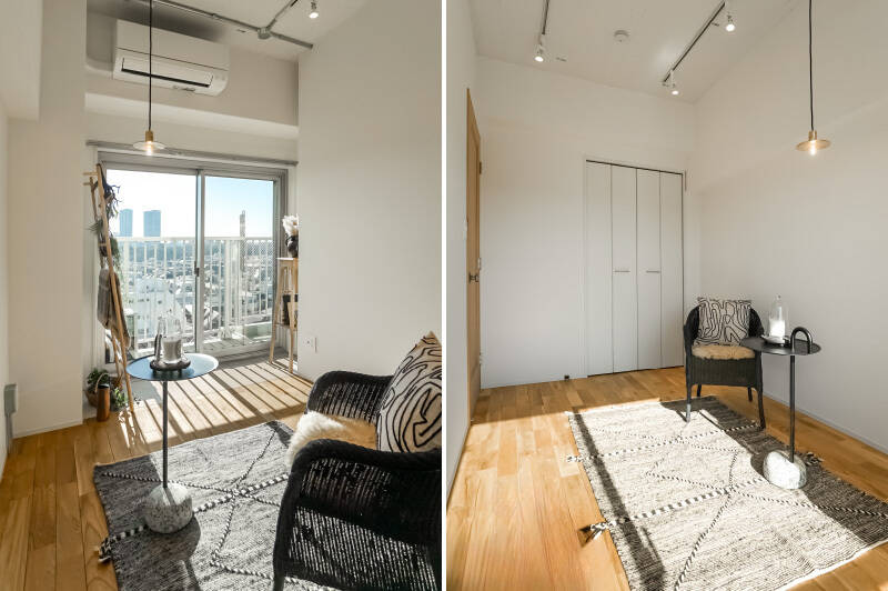 こちらは約5.0帖、バルコニーに面した洋室です。言わずもがな採光は良好。コンパクトな収納が備わっています。