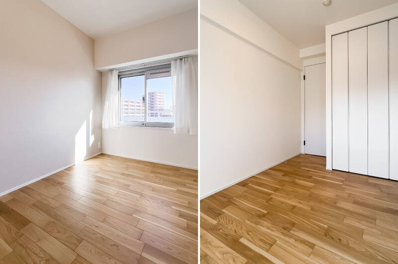 東向きの腰窓がある洋室C。クローゼット付きです。