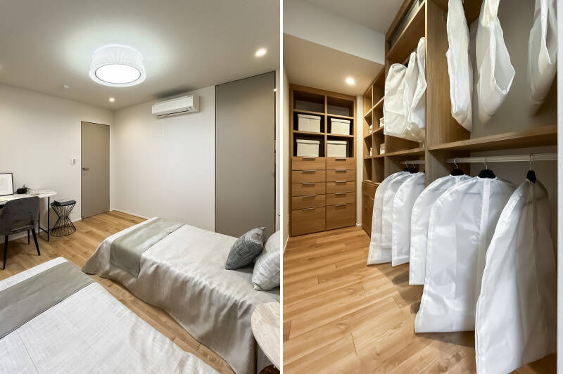 システム収納付きのウォークインクローゼット（WIC）を完備。