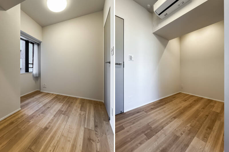 柱とクローゼットの出っ張りでやや変形な間取り。よく採寸してから家具を配置するのがオススメです。