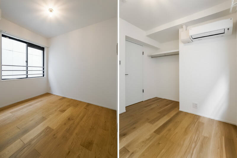 東向きの窓が付いている、シンプルな洋室です。すぐ隣に建物がありますが、光はほんのりと入ってきますよ。