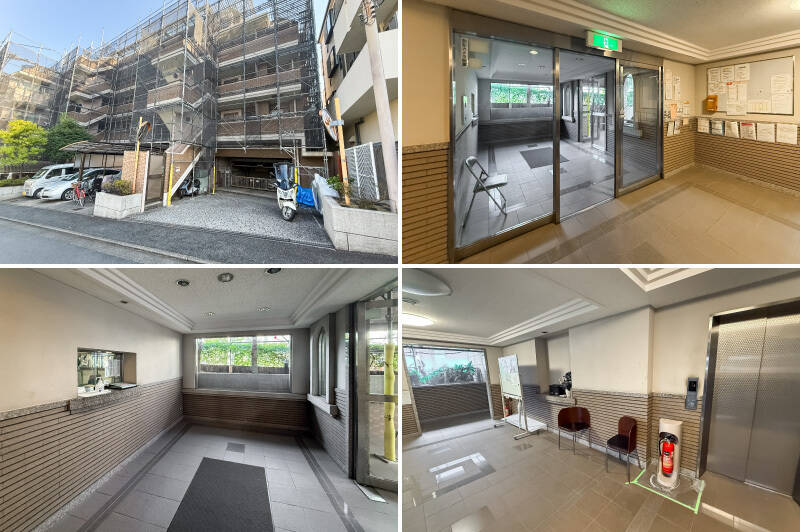 1996年に竣工した、新耐震基準適合のマンション。オートロック完備。現在は足場が外れています。