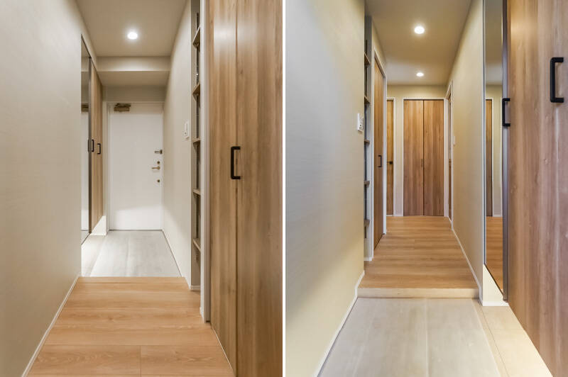 玄関まわりには、靴収納のほかにも収納を備えているので、ペット用品の置き場にも重宝しそうですね。