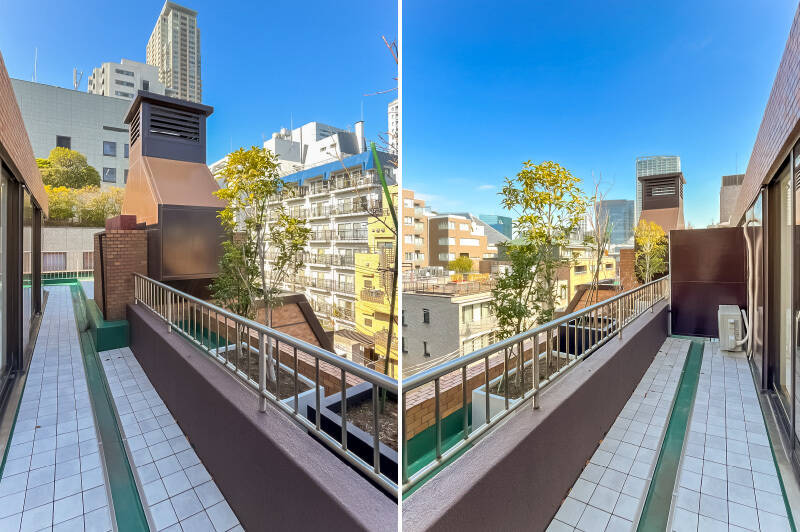 柵の前には花台があり、観葉植物で彩ることができますよ。