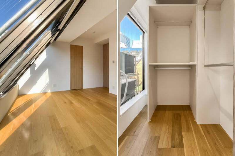 こちらの洋室にもWICを完備。窓に面していますがFIXガラスのため開けることはできません。