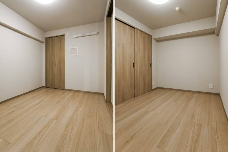 キッチンの真横にある洋室Bの建具は2枚戸なので、洋室A同様開け放つこともできます。