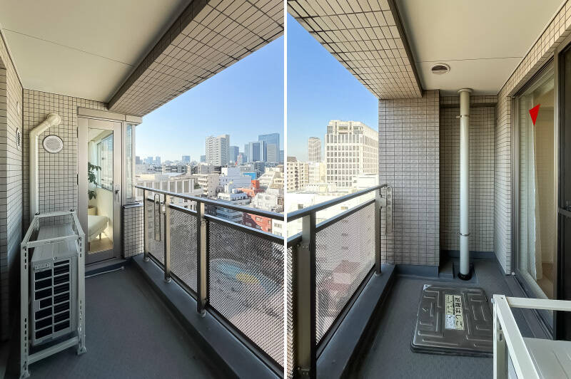 バルコニーは奥行きがあり、キャンピングチェアなどを置くこともできそうな広さです。