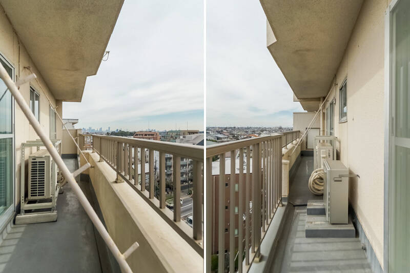 奥行きはそれほどありませんが、洗濯物を干すことができます。外に出ると、環八通りを走る車の走行音が聞こえてきました。