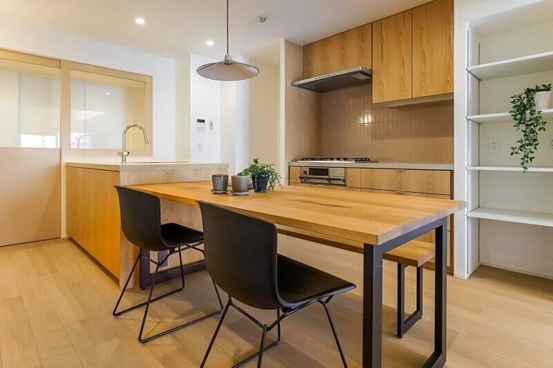 II型の大きなキッチンは、ふたり一緒に作業もできそうな広さ。