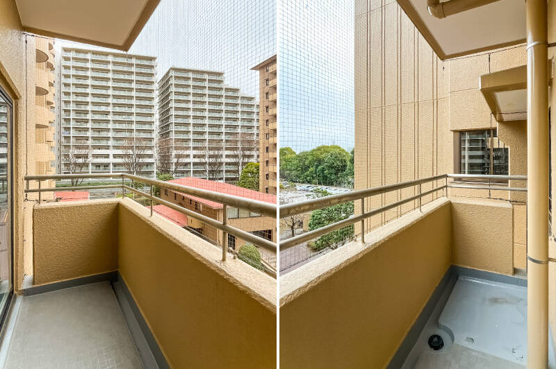 こちらと先ほどのバルコニーはいずれも鳥よけネット付き。