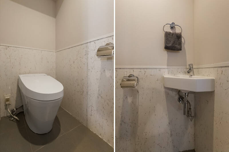 トイレです。小さな手洗い器が付いています。