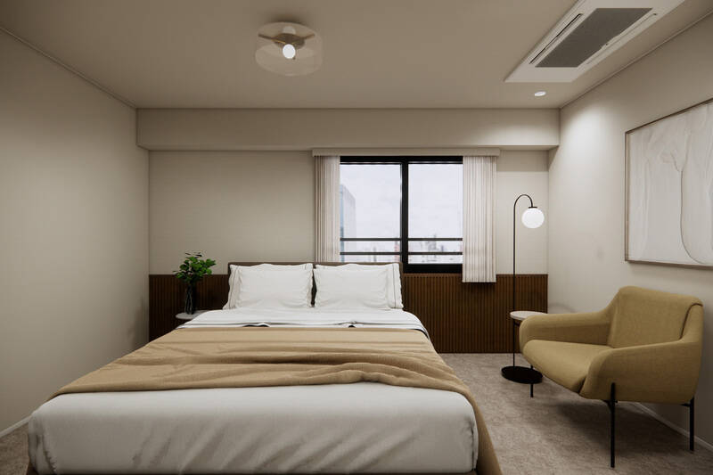 こちらは実際に家具を配置してみたCGイメージ。ベッドのほかにも家具を置ける広さです。