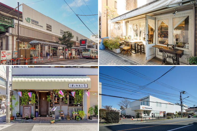 <p><b>左上・</b>最寄り駅は、JR中央線・総武線と東京メトロ東西線が利用可能な「西荻窪」。駅からマンションまでの道中には感度の高いカフェやショップが点在しています。（徒歩14分）／<b>右上・</b>「organ（オルガン）」はナチュラルワインと美しいお料理を楽しめるビストロ。温かい雰囲気の店内で楽しいひとときを。（徒歩15分）／<b>左下・</b>音楽にちなんだ店名が続きます……カフェ「オーケストラ」のカレーは絶品ですよ！（徒歩15分）／<b>右下・</b>お買い物は駅前のスーパーもいいですが、「オーケー 杉並宮前店」も便利に使えます。（徒歩10分）</p>