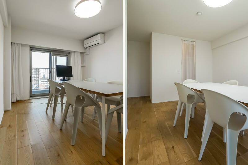 洋室Aは、住戸内の個室の中で1番広い約8.5帖。カーテンの奥はウォークインクローゼット（WIC）です。