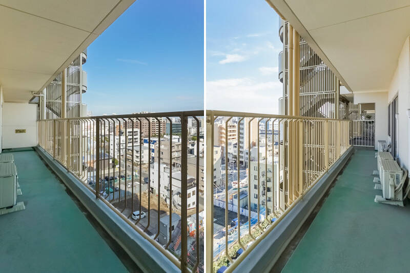 こちらが玄関ポーチ前右手に見えたバルコニーです！ 洋室AからCにかけて、ゆとりのある幅です。