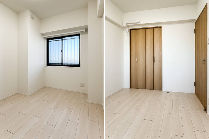 折れ戸2枚分のクローゼットが付いたシンプルな居室です。