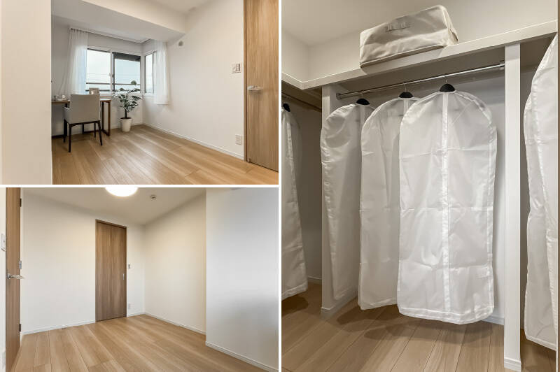 洋室Bは、コの字型に枕棚とハンガーパイプが備わった大型のウォークインクローゼット(WIC)付き。