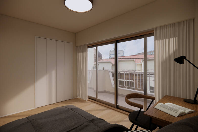 洋室Aとバルコニーを共有する洋室B。掃き出し窓がふたつあるので、こちらの洋室も明るい印象です。