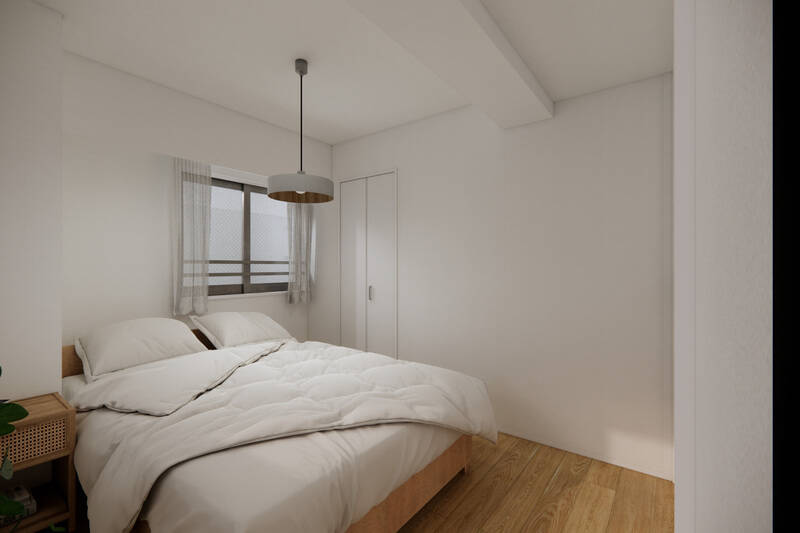 東と南の二面採光。CGイメージではダブルベッドを配置しています。