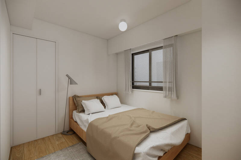 南と西の二面採光。CGイメージではダブルベッドを配置しています。